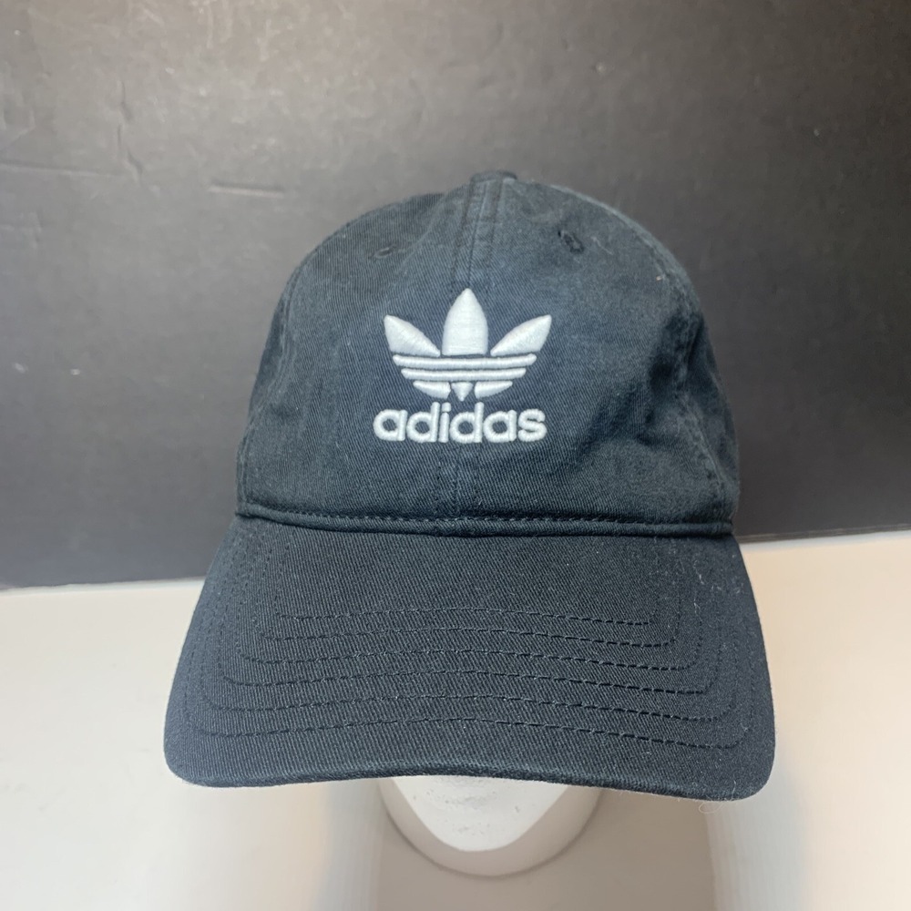 Adidas Men's Trefoil Strapback Adjustable Hat Cap Dad Mom Golf Tennis Black